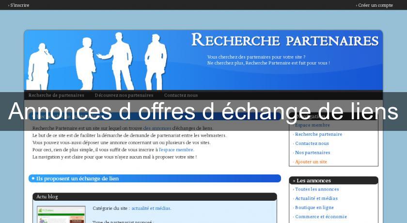 Annonces d'offres d'échange de liens Annonces d'offres d'échange de liens