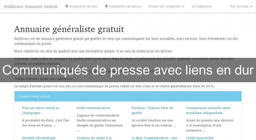 Communiqués de presse avec liens en dur Communiqués de presse avec liens en dur