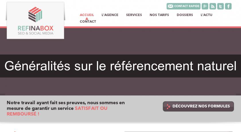 Généralités sur le référencement naturel Généralités sur le référencement naturel