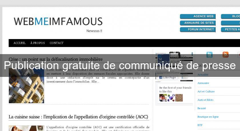 Publication gratuite de communiqué de presse Publication gratuite de communiqué de presse
