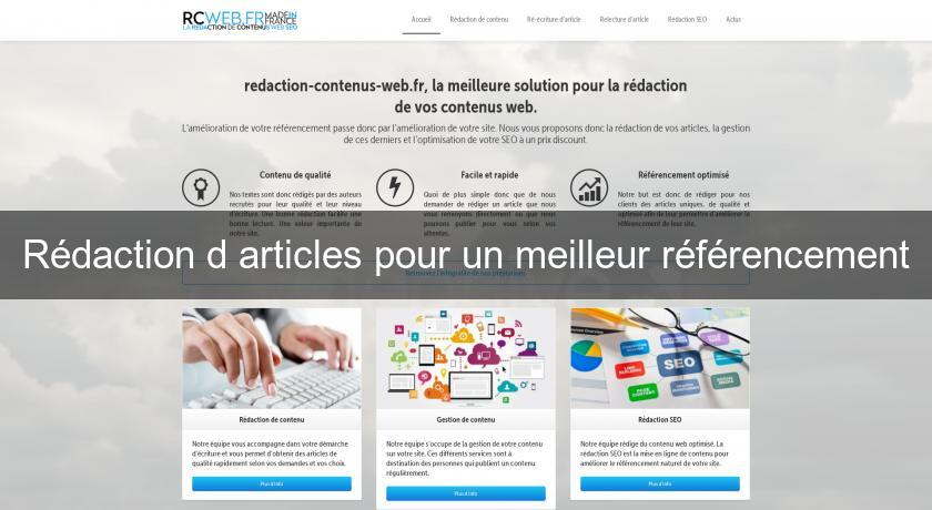 Rédaction d'articles pour un meilleur référencement Rédaction d'articles pour un meilleur référencement
