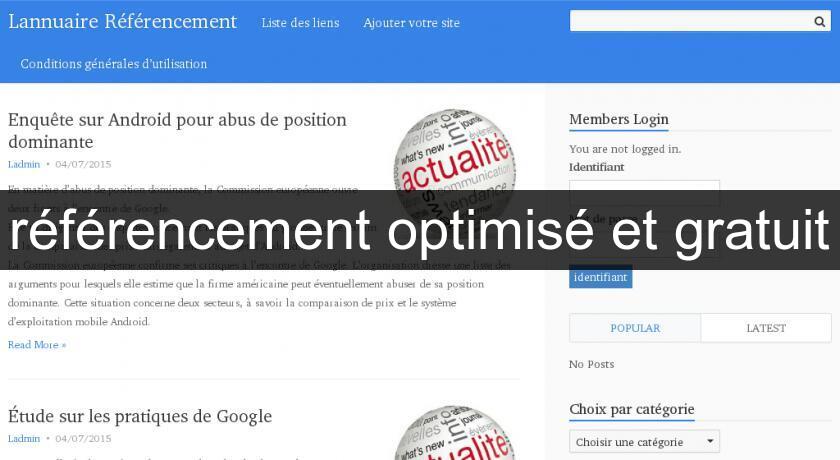 référencement optimisé et gratuit référencement optimisé et gratuit
