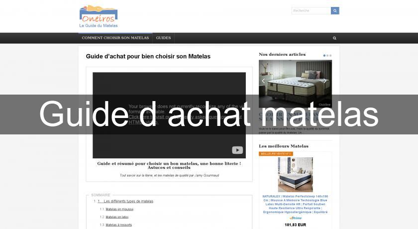Guide d'achat matelas Guide d'achat matelas
