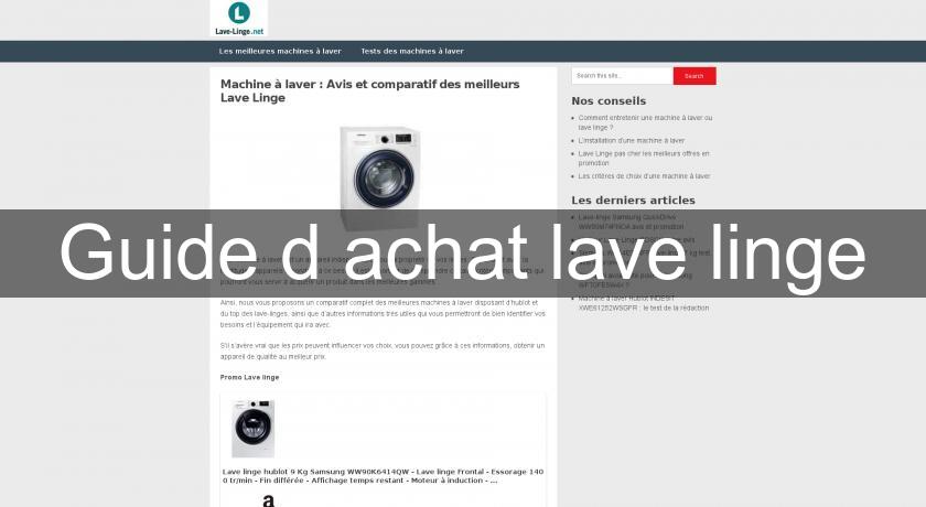 Guide d'achat lave linge Guide d'achat lave linge