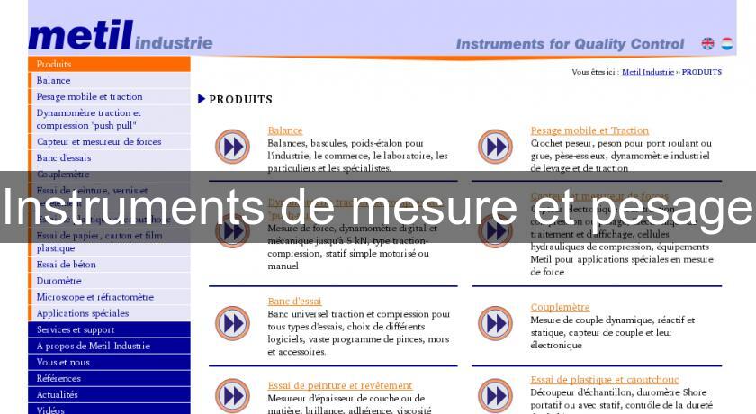 Instruments de mesure et pesage Instruments de mesure et pesage