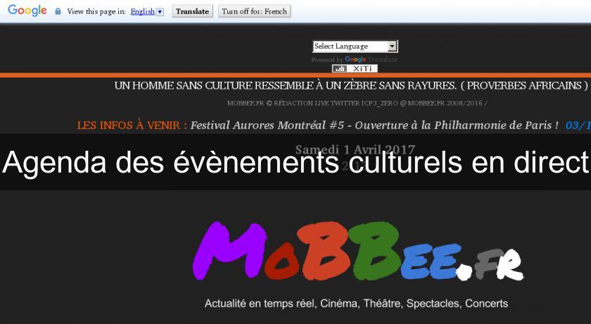 Agenda des évènements culturels en direct Agenda des évènements culturels en direct