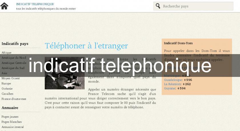 indicatif telephonique indicatif telephonique