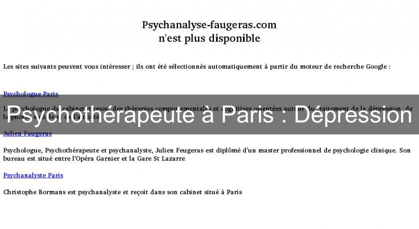 Psychothérapeute à Paris : Dépression Psychothérapeute à Paris : Dépression