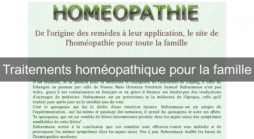 Traitements homéopathique pour la famille Traitements homéopathique pour la famille