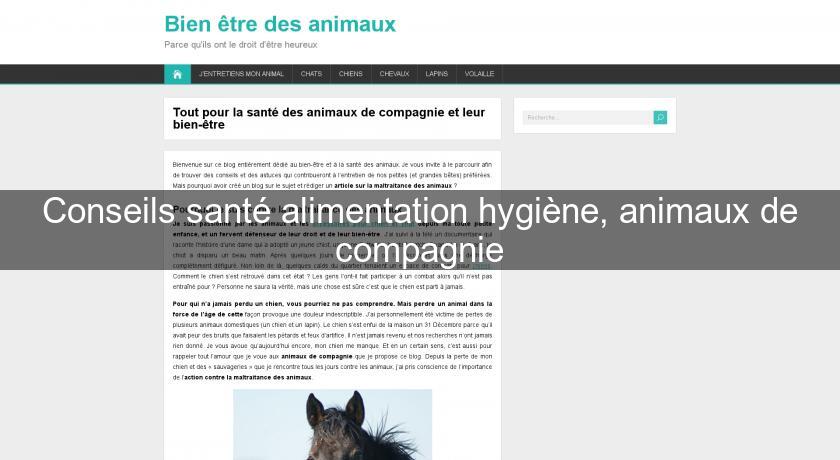 Conseils santé alimentation hygiène, animaux de compagnie Conseils santé alimentation hygiène, animaux de compagnie