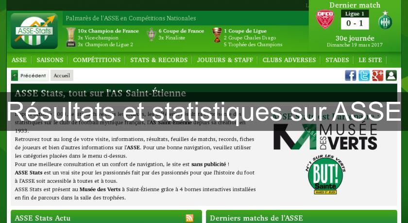 Résultats et statistiques sur ASSE Résultats et statistiques sur ASSE