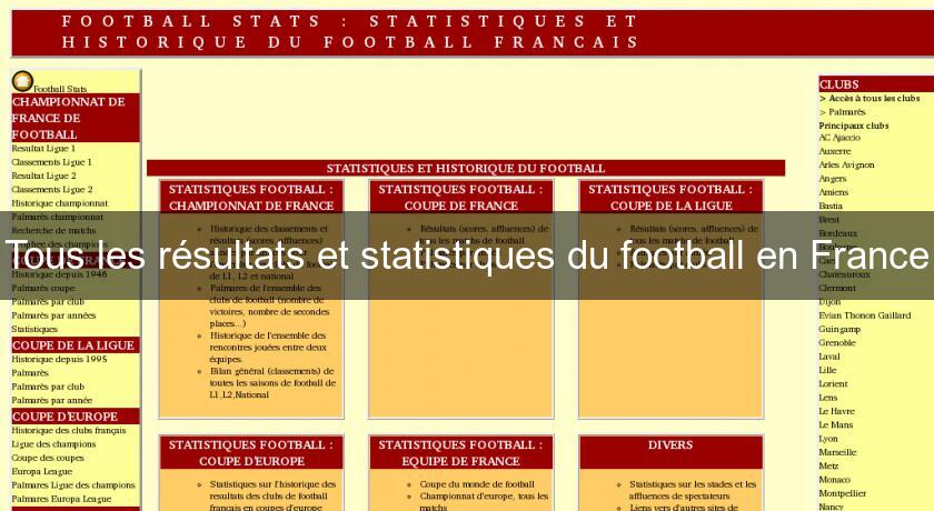 Tous les résultats et statistiques du football en France Tous les résultats et statistiques du football en France