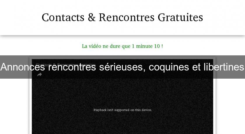 Annonces rencontres sérieuses, coquines et libertines Annonces rencontres sérieuses, coquines et libertines