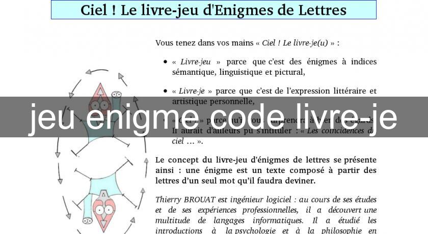 jeu enigme code livre-je jeu enigme code livre-je