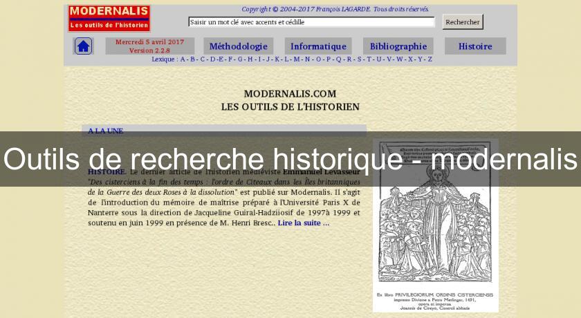 Outils de recherche historique - modernalis Outils de recherche historique - modernalis