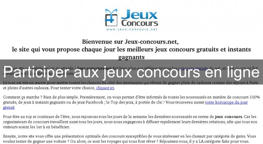 Participer aux jeux concours en ligne Participer aux jeux concours en ligne