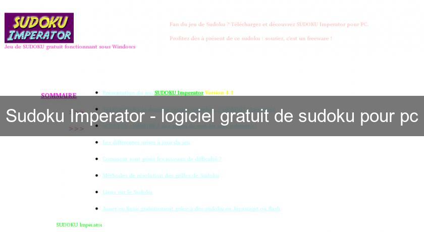 Sudoku Imperator - logiciel gratuit de sudoku pour pc Sudoku Imperator - logiciel gratuit de sudoku pour pc