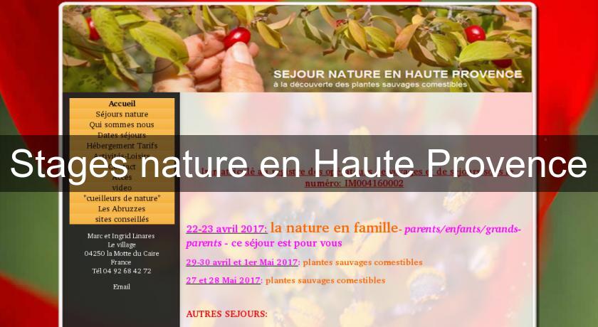 Stages nature en Haute Provence Stages nature en Haute Provence