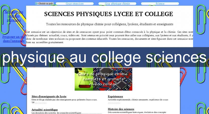 physique au college sciences physique au college sciences