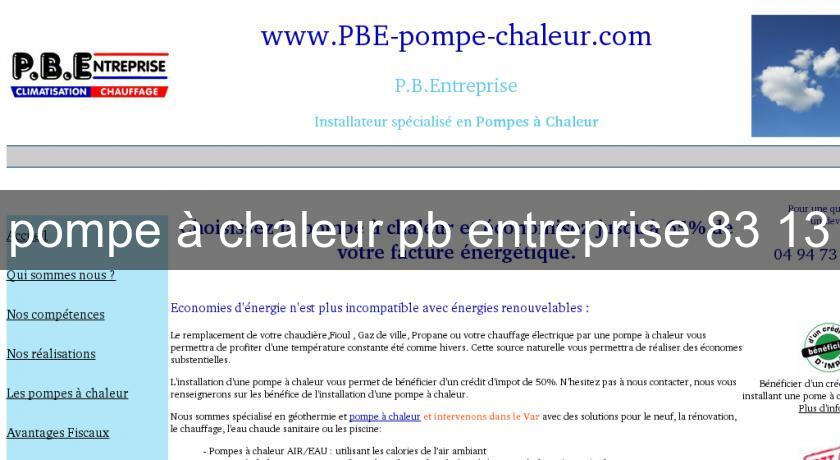  pompe à chaleur pb entreprise 83 13