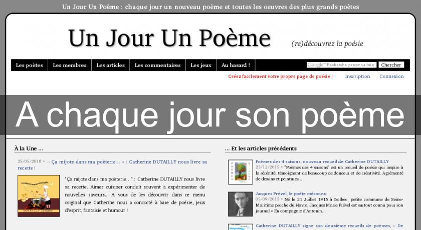 A chaque jour son poème A chaque jour son poème