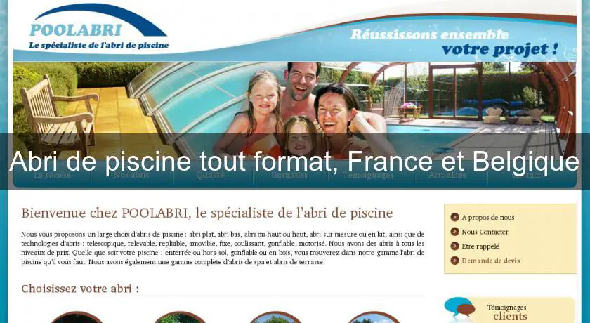 Abri de piscine tout format, France et Belgique