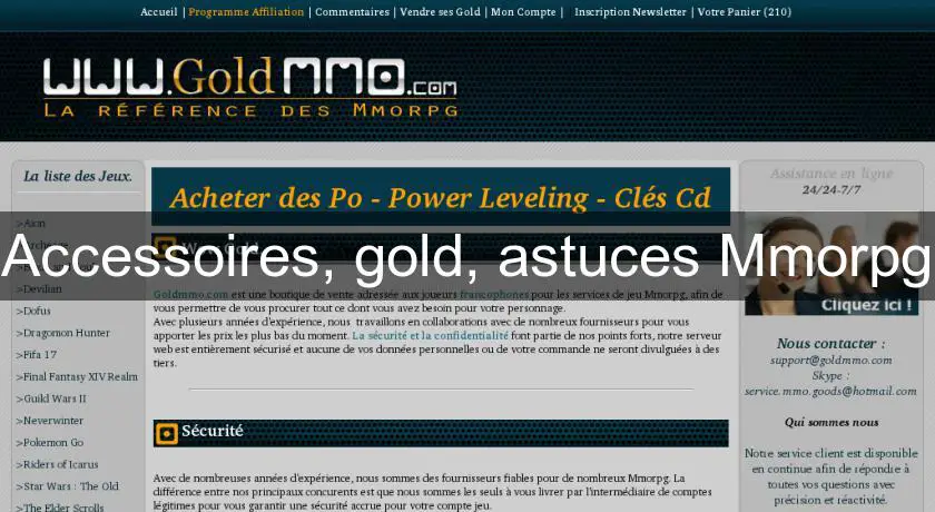 Accessoires, gold, astuces Mmorpg