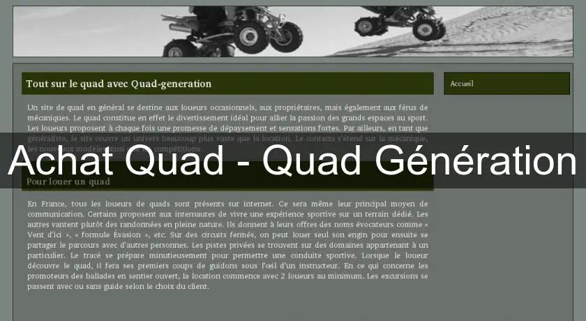 Achat Quad - Quad Génération