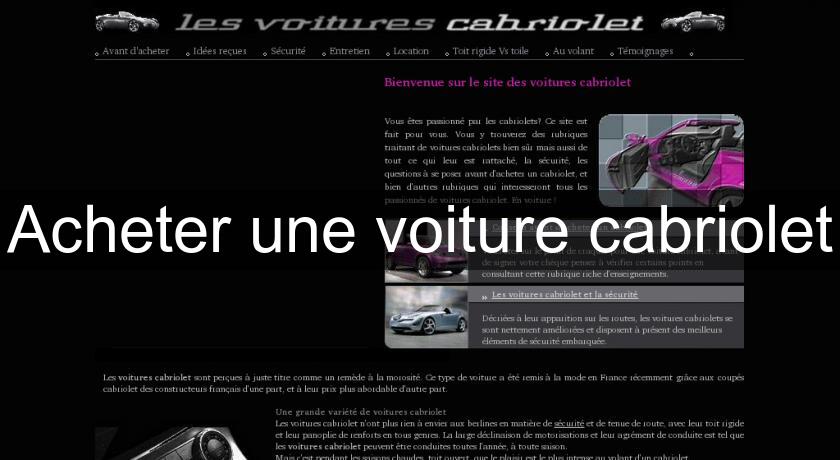 Acheter une voiture cabriolet Acheter une voiture cabriolet