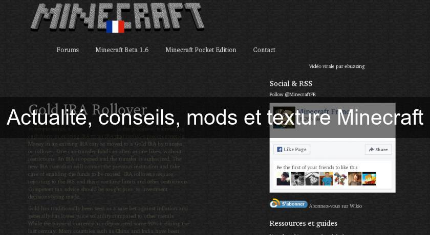Actualité, conseils, mods et texture Minecraft Actualité, conseils, mods et texture Minecraft