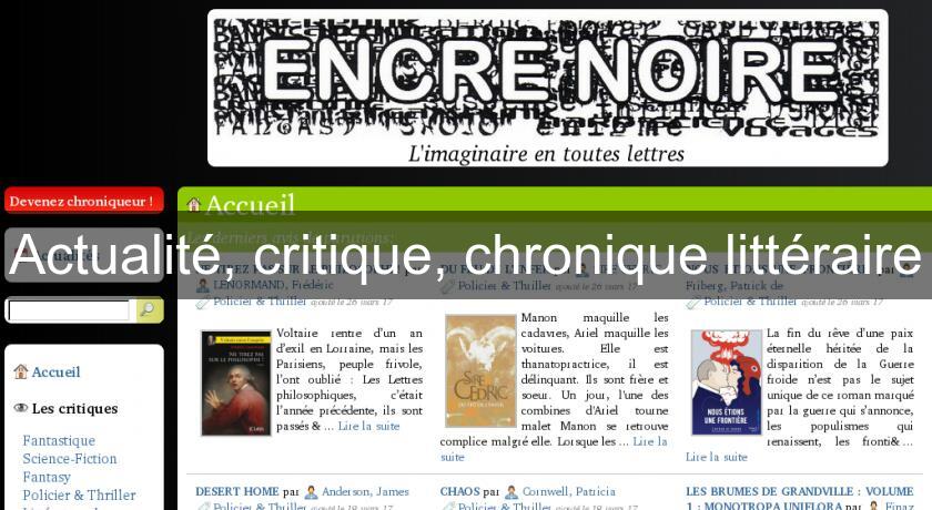Actualité, critique, chronique littéraire Actualité, critique, chronique littéraire