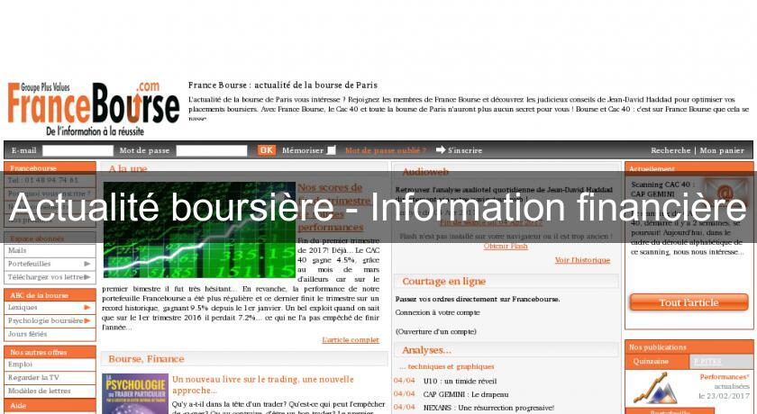 Actualité boursière - Information financière Actualité boursière - Information financière