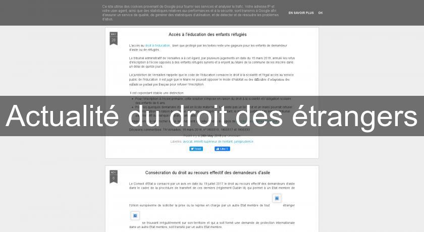Actualité du droit des étrangers Actualité du droit des étrangers