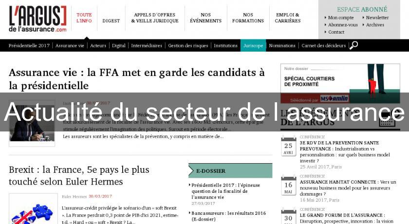 Actualité du secteur de l'assurance Actualité du secteur de l'assurance