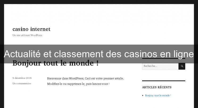 Actualité et classement des casinos en ligne