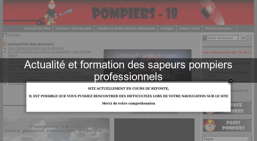 Actualité et formation des sapeurs pompiers professionnels