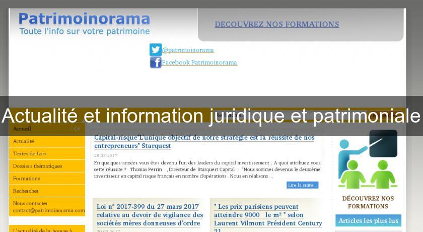 Actualité et information juridique et patrimoniale Actualité et information juridique et patrimoniale