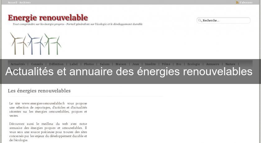 Actualités et annuaire des énergies renouvelables 