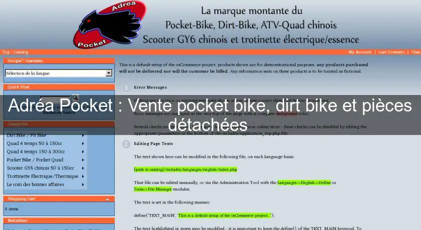 Adréa Pocket : Vente pocket bike, dirt bike et pièces détachées 