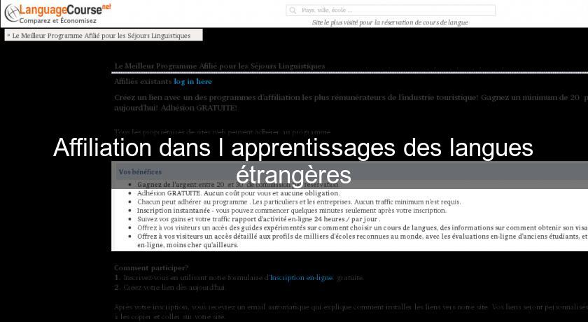 Affiliation dans l'apprentissages des langues étrangères Affiliation dans l'apprentissages des langues étrangères