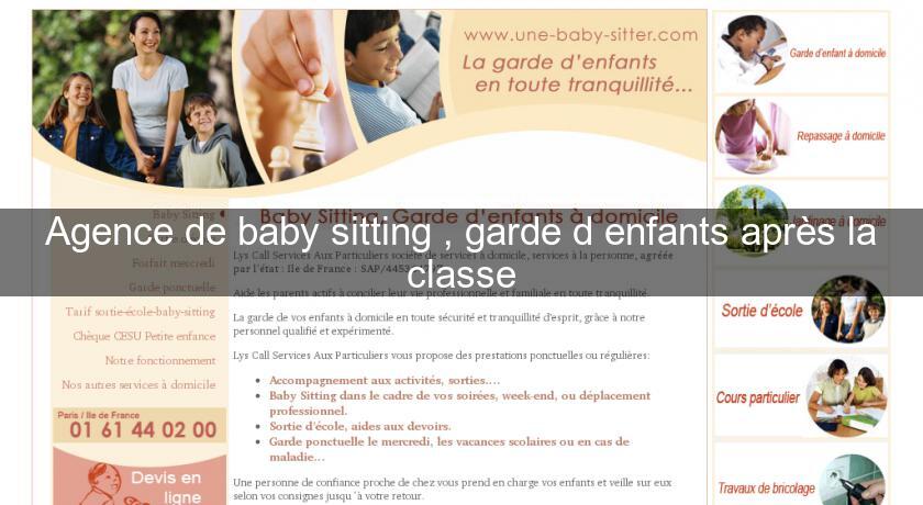 Agence de baby sitting , garde d'enfants après la classe