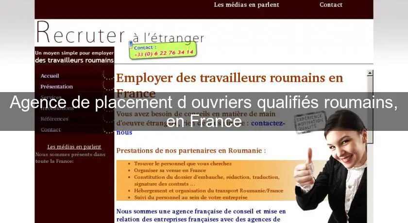 Agence de placement d'ouvriers qualifiés roumains, en France