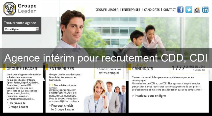 Agence intérim pour recrutement CDD, CDI Agence intérim pour recrutement CDD, CDI