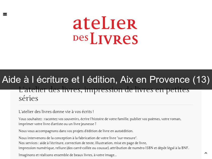 Aide à l'écriture et l'édition, Aix en Provence (13)