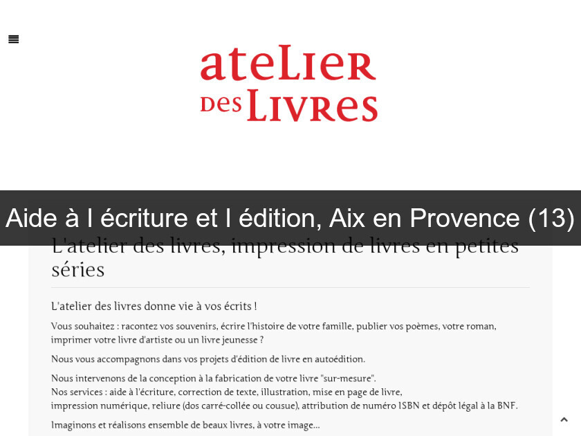 Aide à l'écriture et l'édition, Aix en Provence (13) Aide à l'écriture et l'édition, Aix en Provence (13)