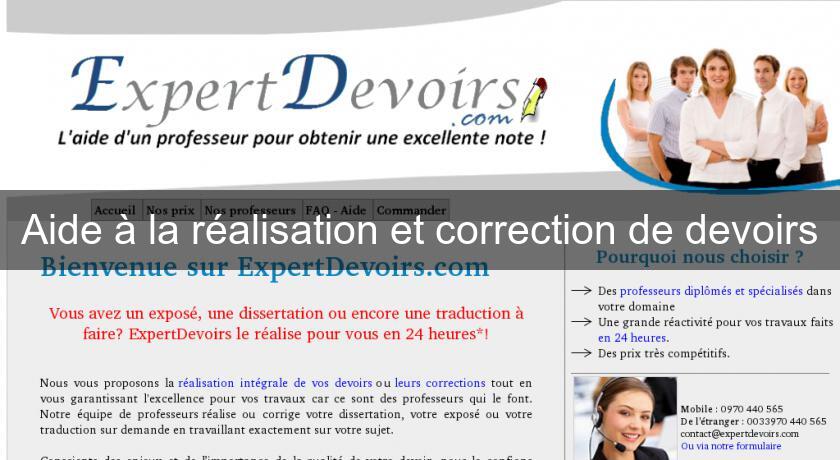 Aide à la réalisation et correction de devoirs Aide à la réalisation et correction de devoirs