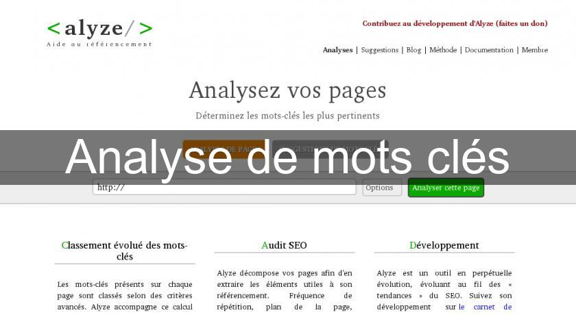 Analyse de mots clés Analyse de mots clés