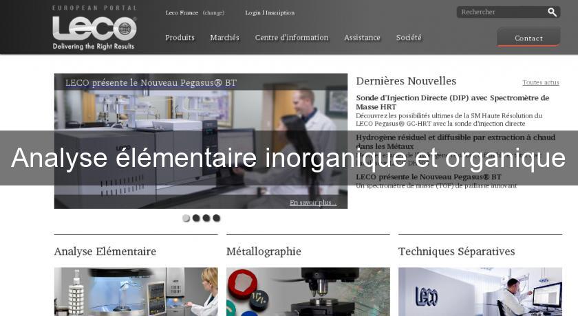 Analyse élémentaire inorganique et organique Analyse élémentaire inorganique et organique