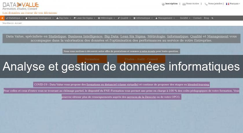 Analyse et gestion de données informatiques Analyse et gestion de données informatiques