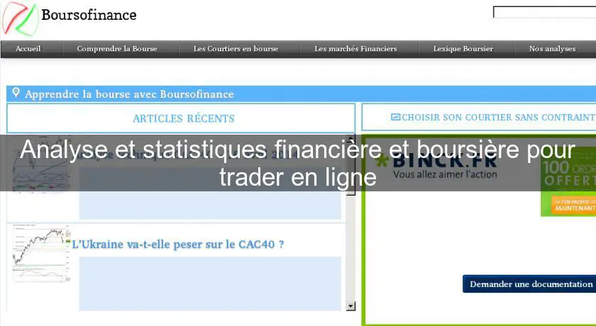 Analyse et statistiques financière et boursière pour trader en ligne